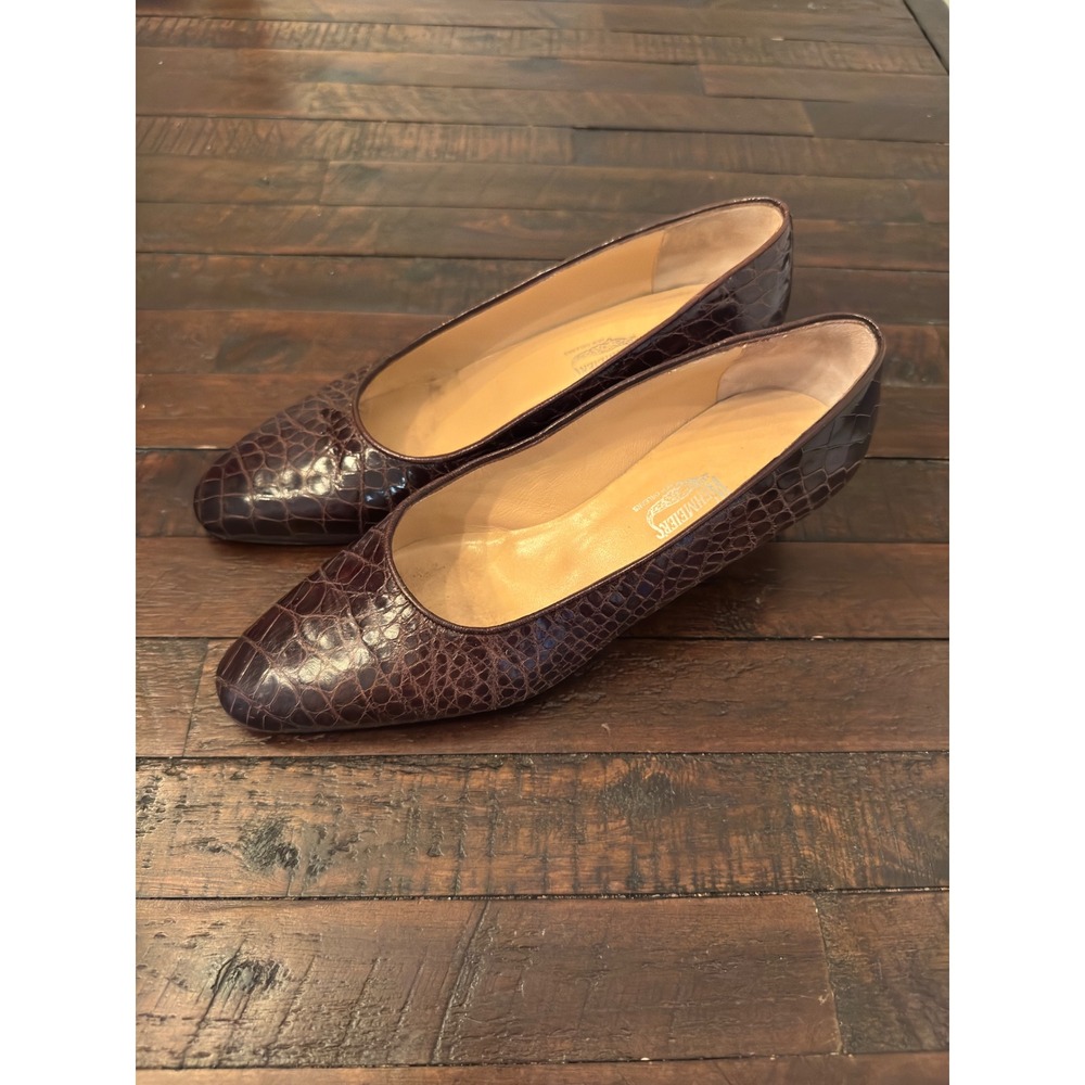 Wehmeier's New Orleans Genuine Alligator Pumps Brown Exotic Leather Heels Size 6